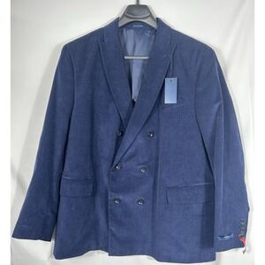 Stafford Signature Slim Fit Corduroy Blazer Navy Blue Sport Coat Mens 52 Reg